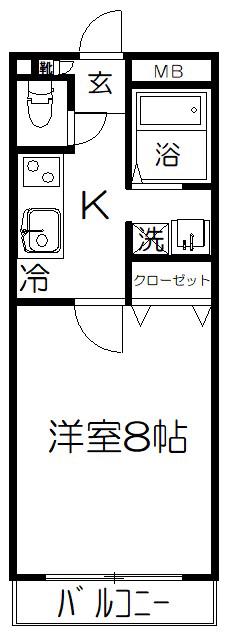 パークサイド土呂(1K/2階)の間取り写真