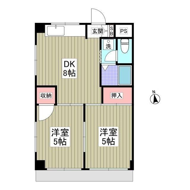 ハイアメージュ(2DK/2階)の間取り写真