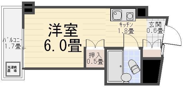 グラン・パレ北千住(1K/2階)の間取り写真