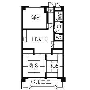 サンハイツ二城(3LDK/3階)の間取り写真