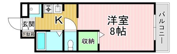 ファースト(1K/3階)の間取り写真