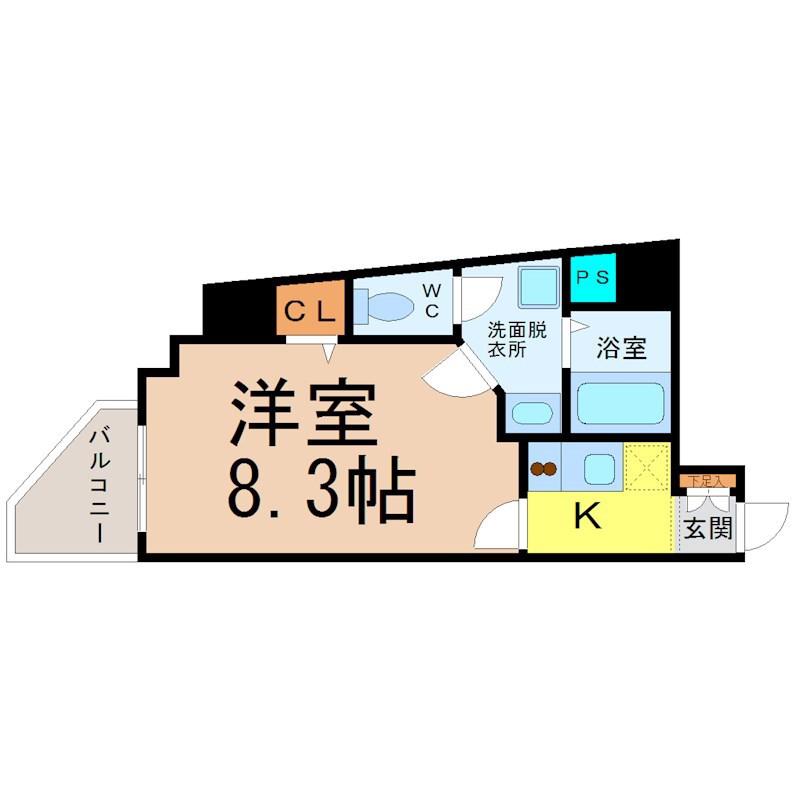 スカイコート葵(1K/3階)の間取り写真