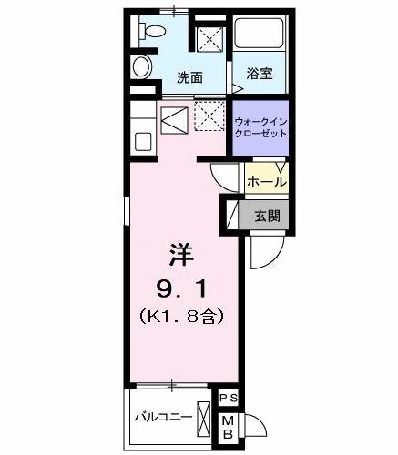 レリア立川(ワンルーム/1階)の間取り写真