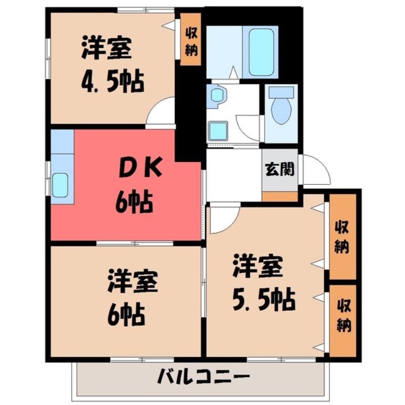 ピーノヴェントB(3DK/2階)の間取り写真
