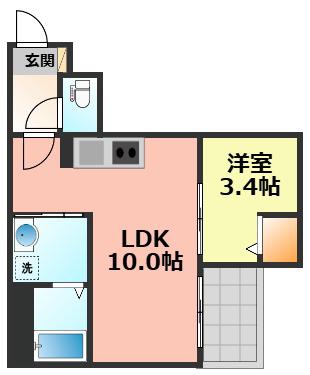 JACK HIGASHIAJIMAI(1LDK/1階)の間取り写真