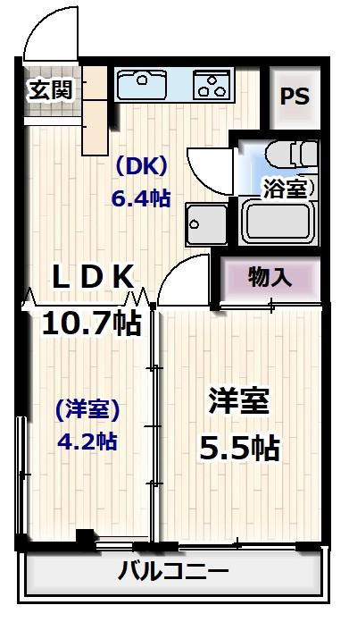 サンハイツ武蔵野(2DK/3階)の間取り写真