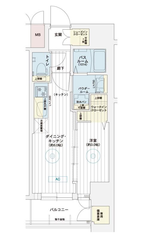 エステムコート名古屋葵(1DK/13階)の間取り写真