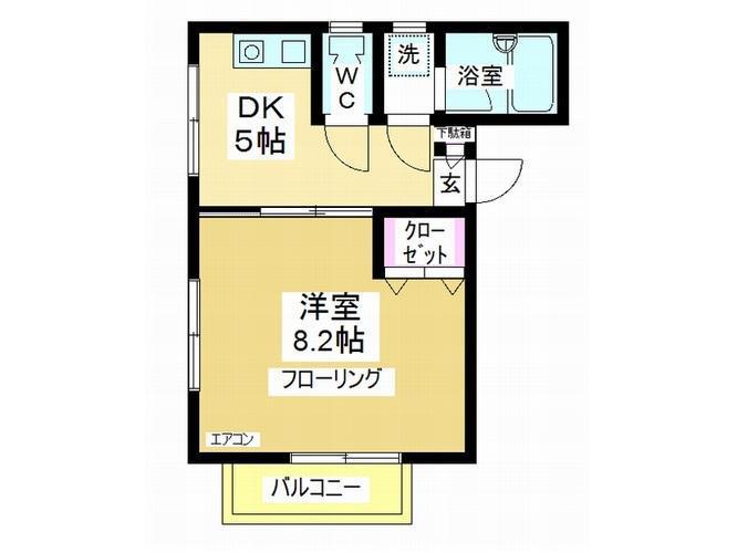 コーポSKII(1K/2階)の間取り写真