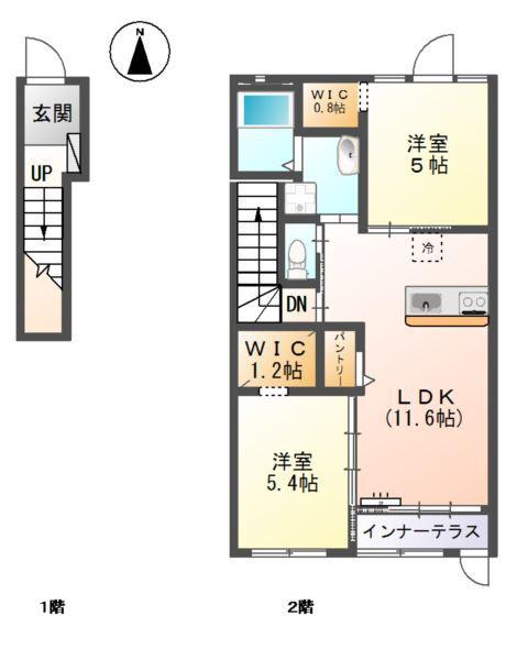 フィリアコート(2LDK/2階)の間取り写真