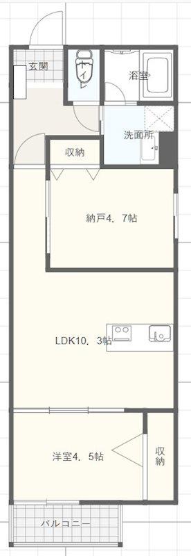 LEROY千里山東ル・ロワ千里山東(1SLDK/2階)の間取り写真