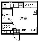 パンション仲町青春館(ワンルーム/2階)の間取り写真