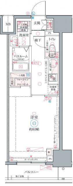 クレヴィスタ名古屋上前津(1K/2階)の間取り写真