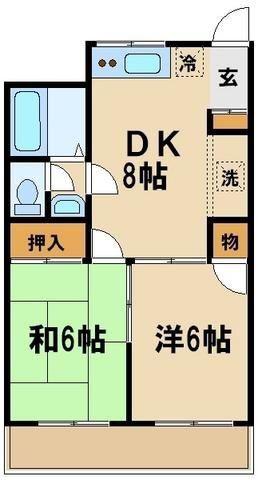 コーポ井田橋(2DK/3階)の間取り写真
