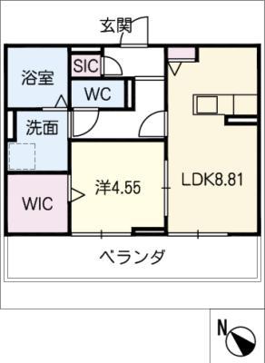 グランコールささしま(1LDK/2階)の間取り写真