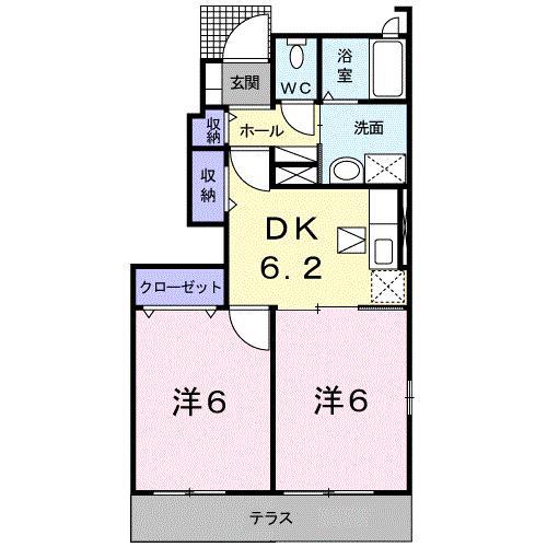 セイバリーフィールA(2DK/1階)の間取り写真