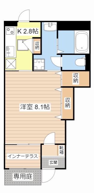 ルトゥール野村(1K/1階)の間取り写真