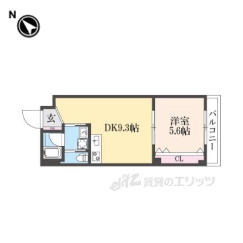 ソフィア墨染駅前(1DK/4階)の間取り写真