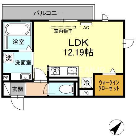 プライムヒル若松(ワンルーム/1階)の間取り写真