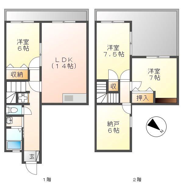 ロイヤルタウン西成瀬17号棟(3SLDK/2階)の間取り写真