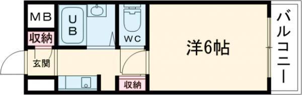6月のココロ(1K/4階)の間取り写真