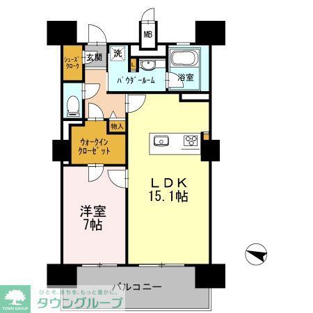 ロイヤルパークスERささしま ウエスト(1LDK/19階)の間取り写真