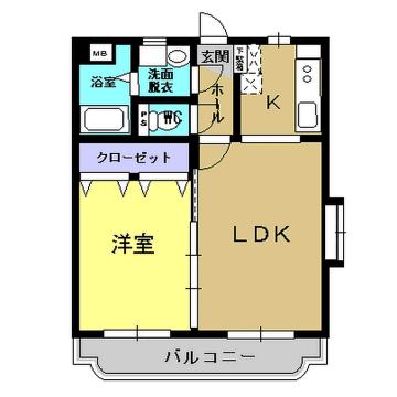 ベルデメゾン(1LDK/1階)の間取り写真