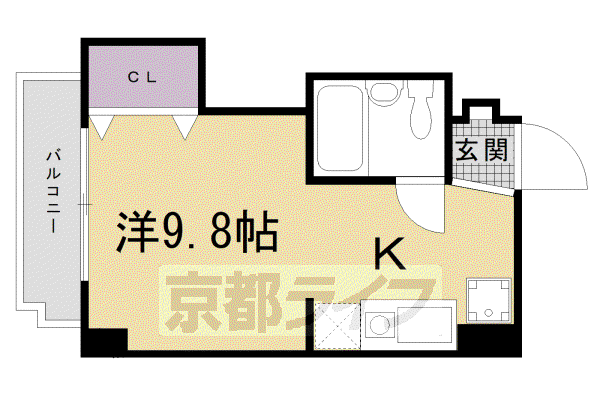 ロイヤル河原町五条(ワンルーム/8階)の間取り写真