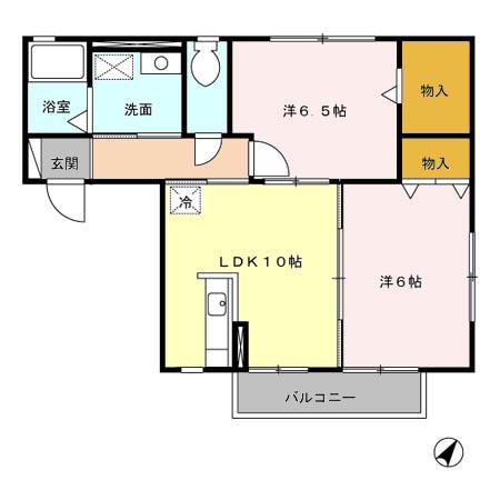 カーサベルデA(2LDK/2階)の間取り写真
