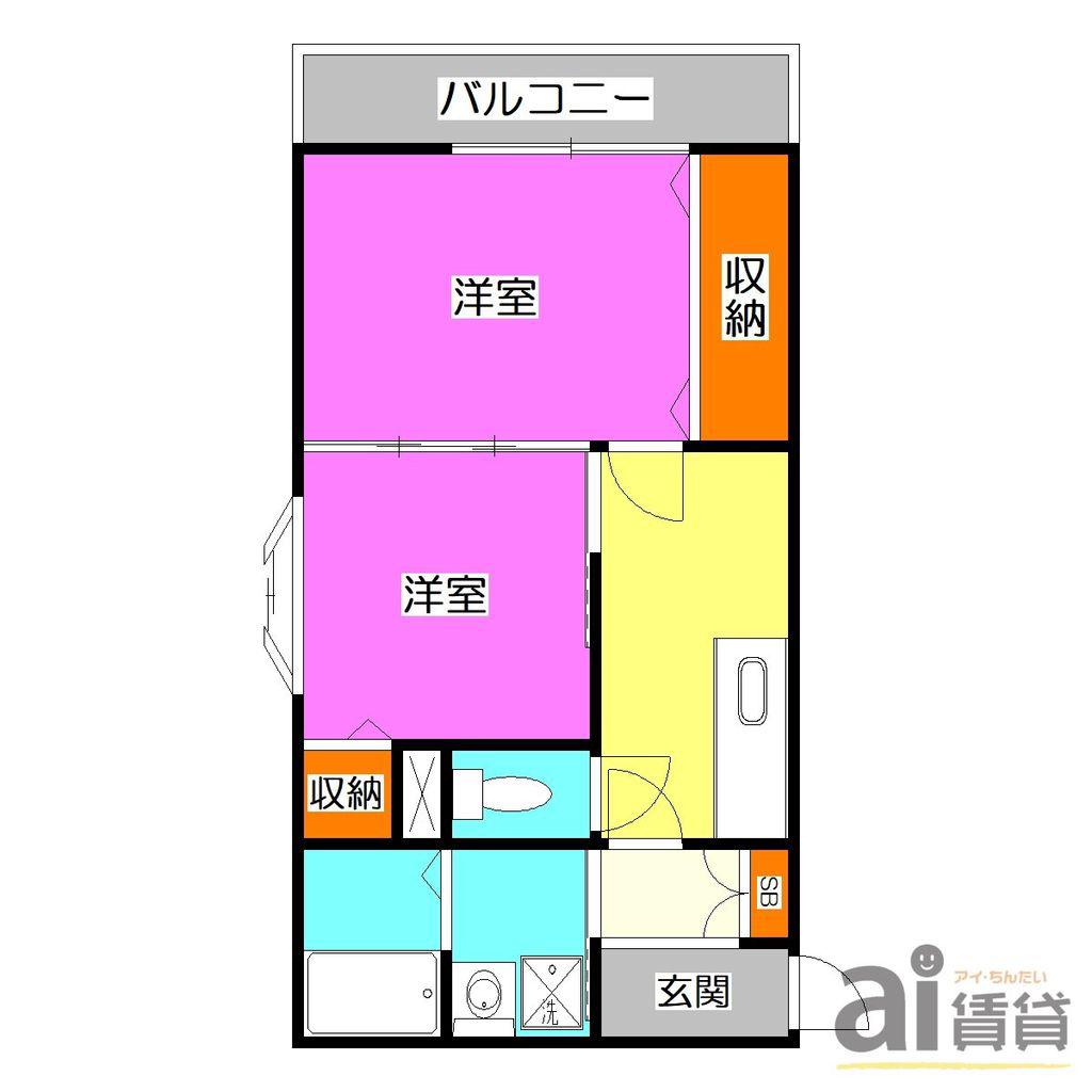 ジュネパレス(2K/2階)の間取り写真