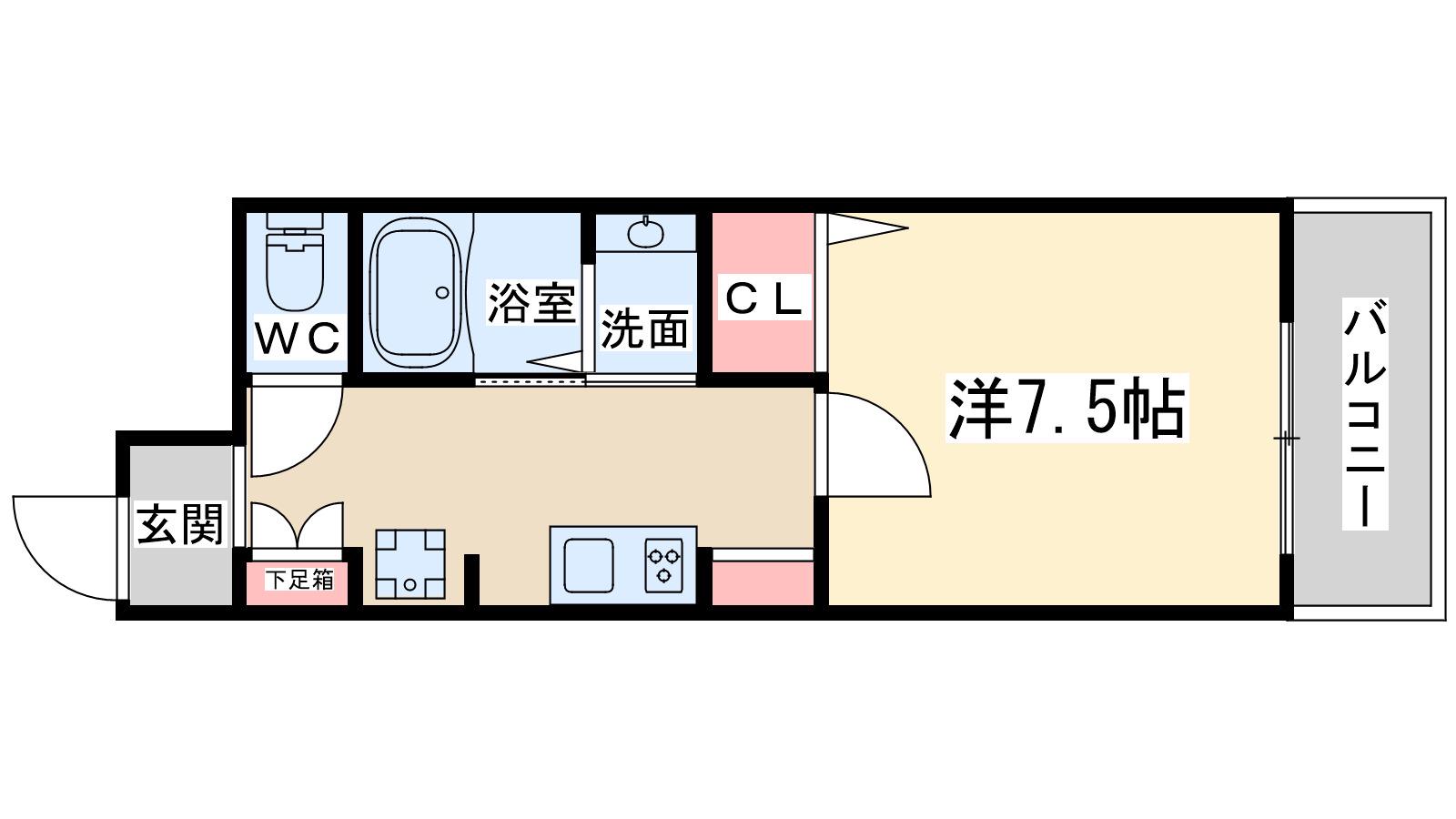 明成中津ビル(1DK/3階)の間取り写真