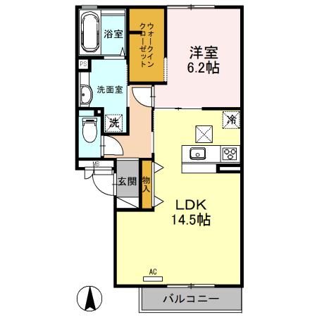 コンフォートYF(1LDK/1階)の間取り写真