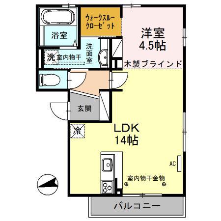 Wエイト(1LDK/3階)の間取り写真
