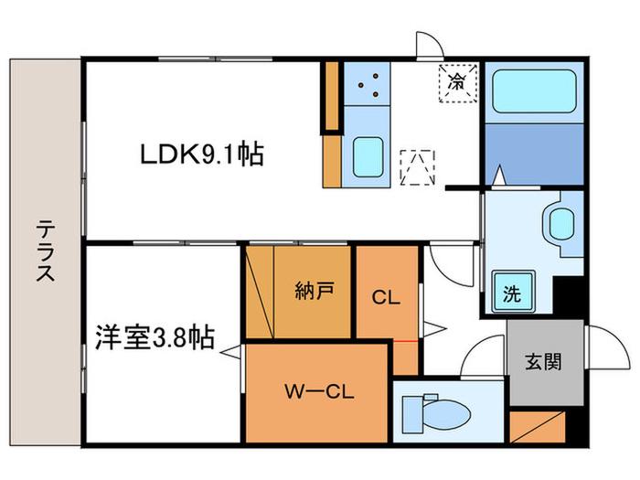マルベリー瓜生II(1LDK/1階)の間取り写真