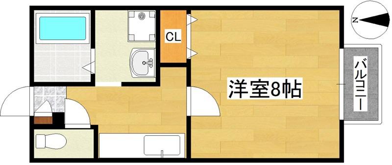 プランドール名取B(1K/1階)の間取り写真