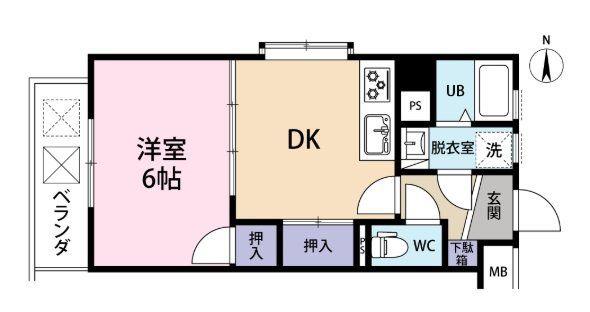 有田ビル(1DK/4階)の間取り写真