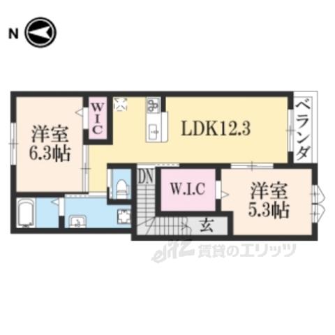 EVER GREEN(2LDK/2階)の間取り写真