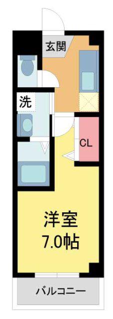 AILE石橋II(1K/3階)の間取り写真