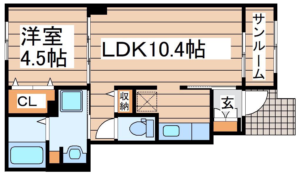 カーサ アリエッタ C(1LDK/1階)の間取り写真