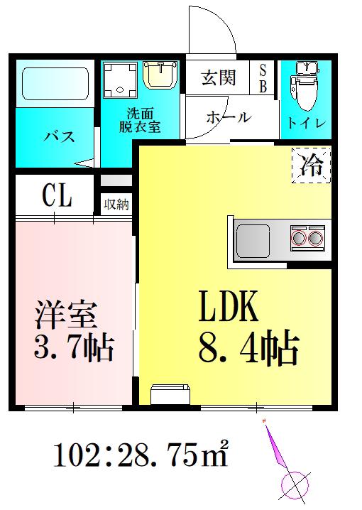 FROST(1LDK/1階)の間取り写真