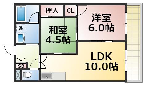 メゾン深江(2LDK/3階)の間取り写真