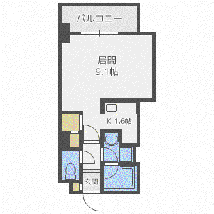 ビッグパレス北14条(1K/4階)の間取り写真