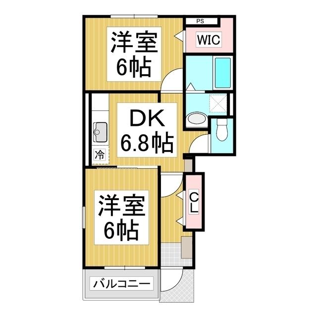 フォルトゥーナ(2DK/1階)の間取り写真