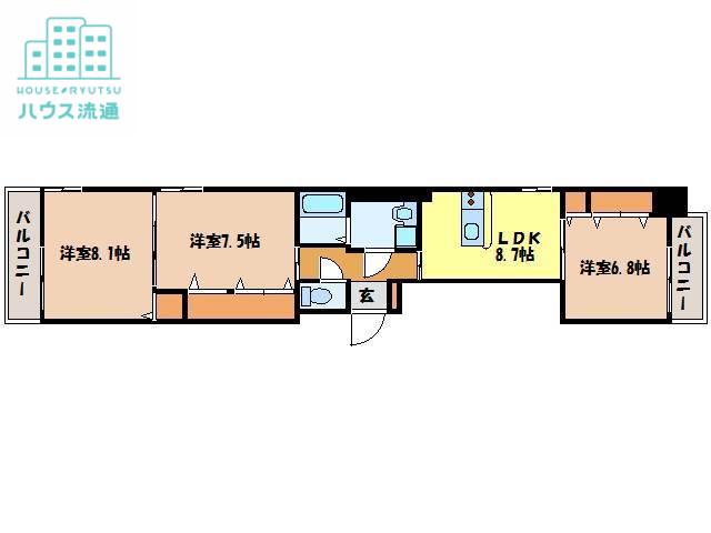 エススリーでじま(3LDK/2階)の間取り写真
