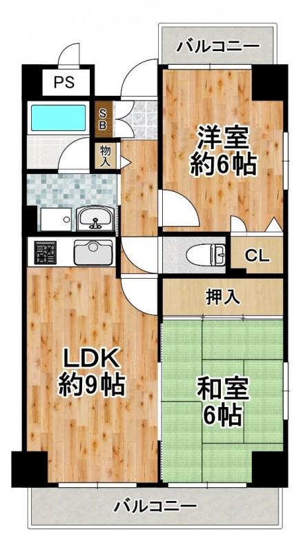 ルナマーレ(2LDK/5階)の間取り写真