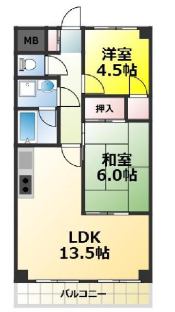 シャルマンコーポ一番館(2LDK/6階)の間取り写真