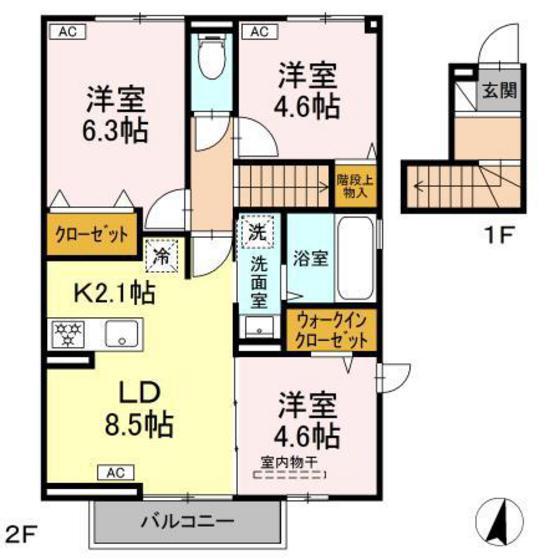ステラ A棟(3LDK/2階)の間取り写真
