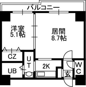 WILL DO北24条(1LDK/10階)の間取り写真