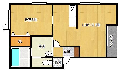 COCO DEUX(1LDK/3階)の間取り写真