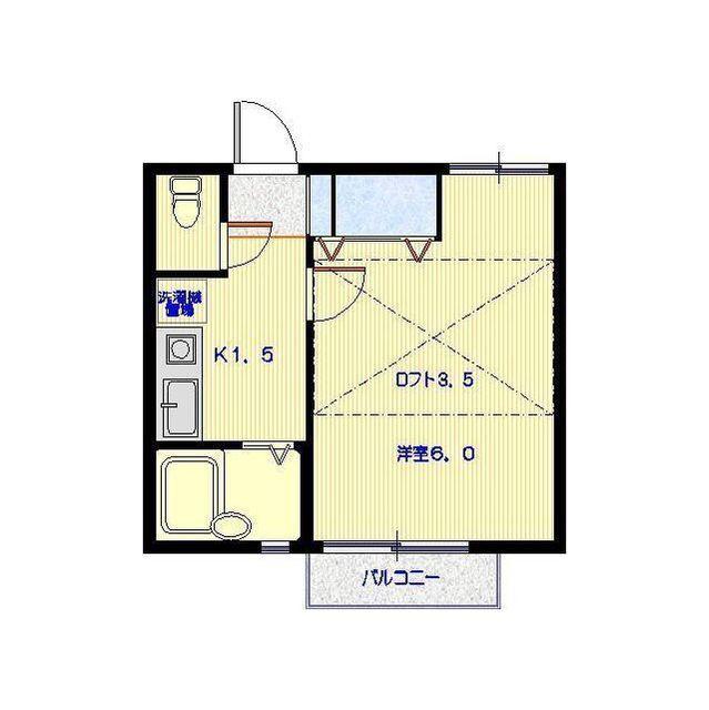 アムール上大岡(1K/2階)の間取り写真