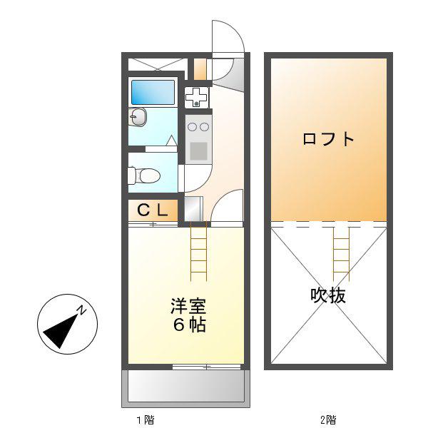 ピオニエ川名(1K/1階)の間取り写真